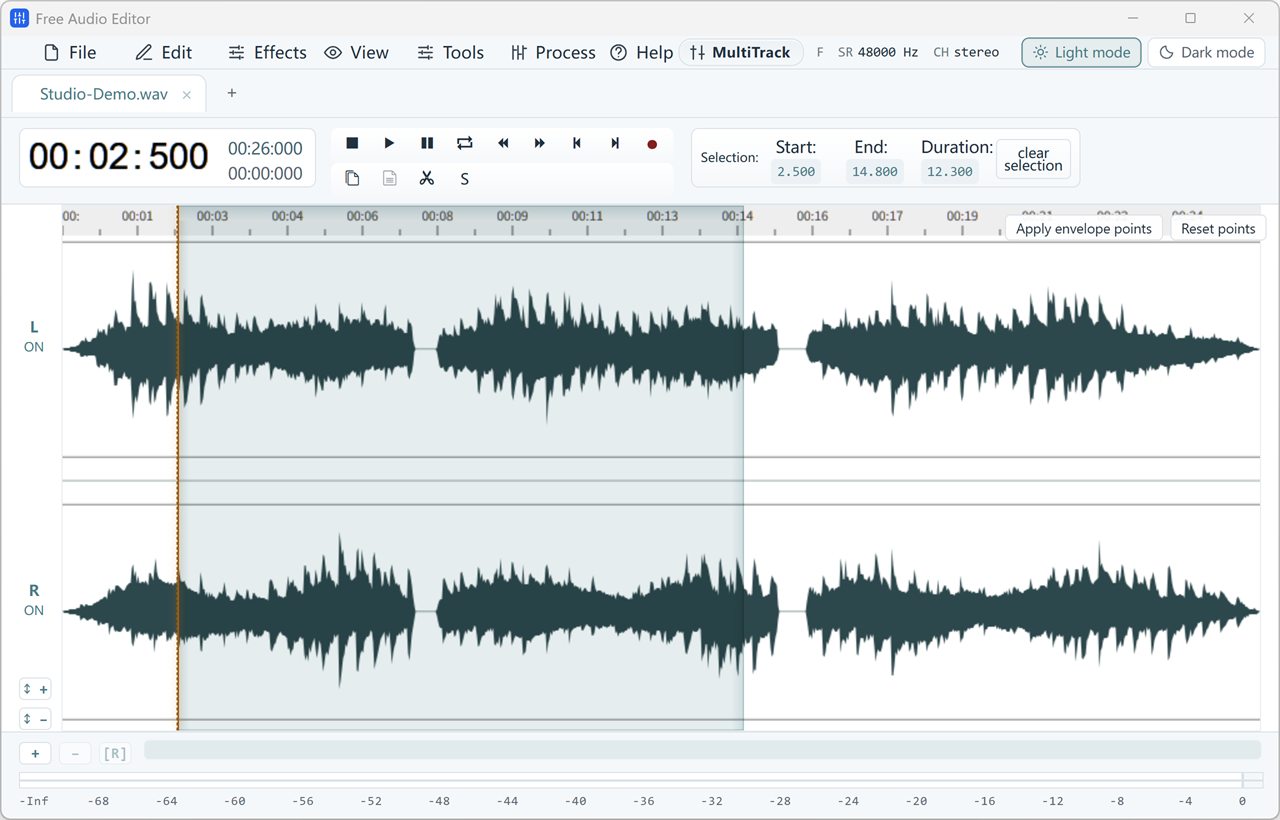 Onda de audio en Free Audio Editor