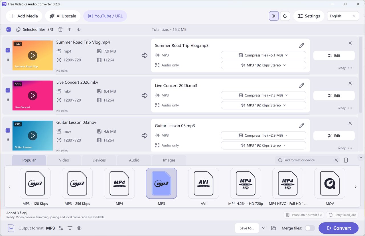 Ubah Video ke MP3 Konverter video ke MP3 dan audio gratis untuk PC Windows 11 dan 10