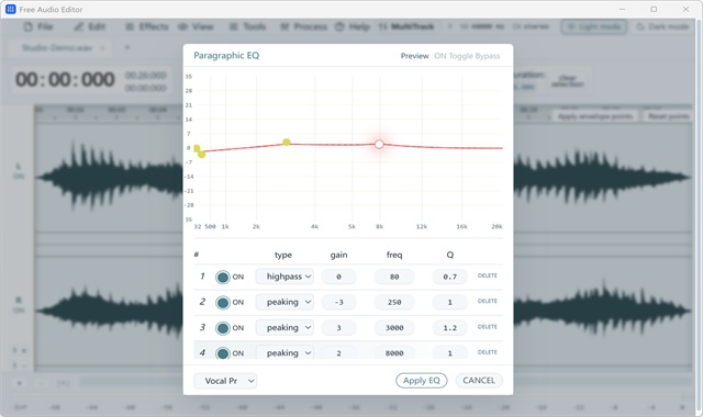 Parametric Equalizer with Vocal Presence Preset