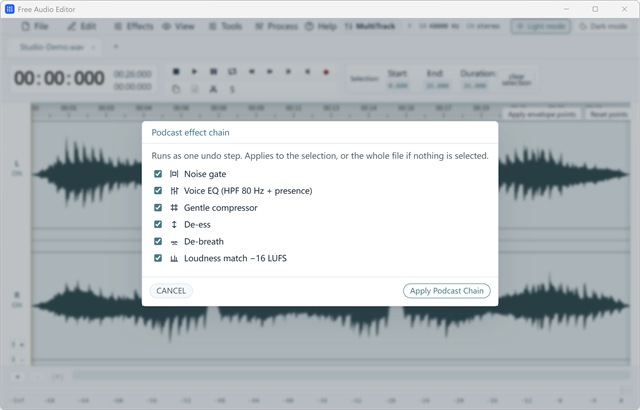Configurable Podcast Voice Chain