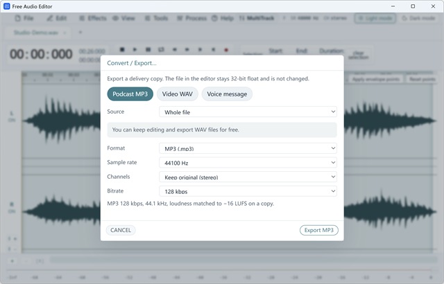 Podcast MP3 Delivery Preset