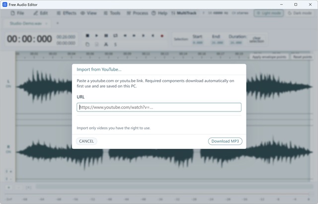 Single-Video YouTube Audio Import to Waveform