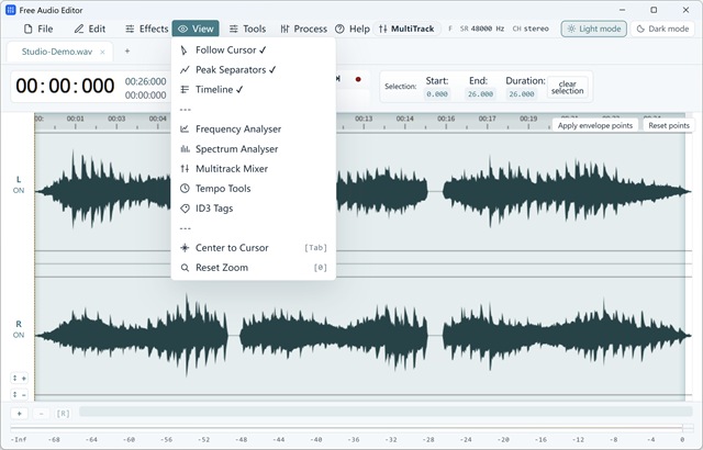 View & Analysis Tools Menu