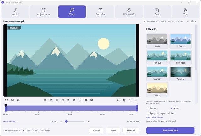 Visual Effects & Before/After Preview