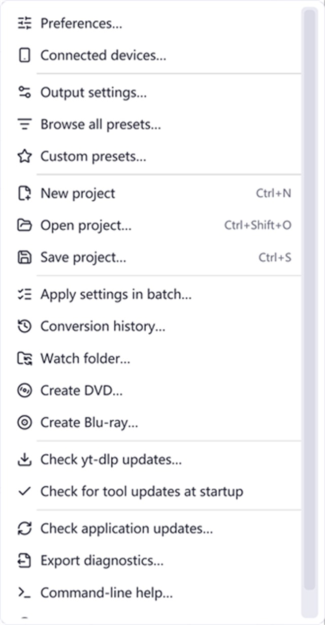 Tools, Batch, Watch Folder & Authoring Menu