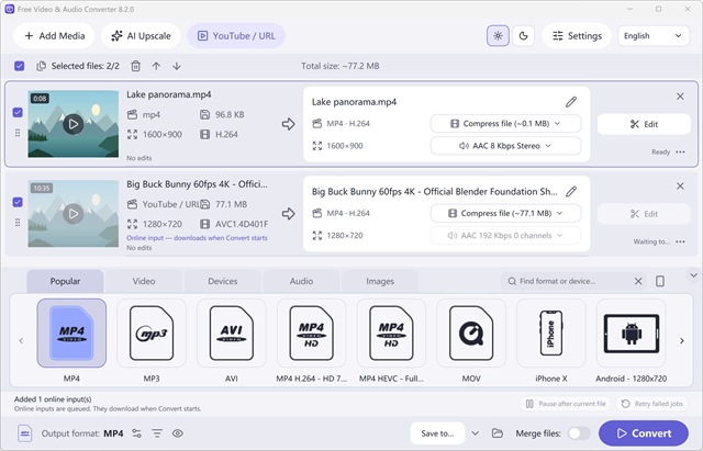 Main Workspace & Queue (Light Theme)