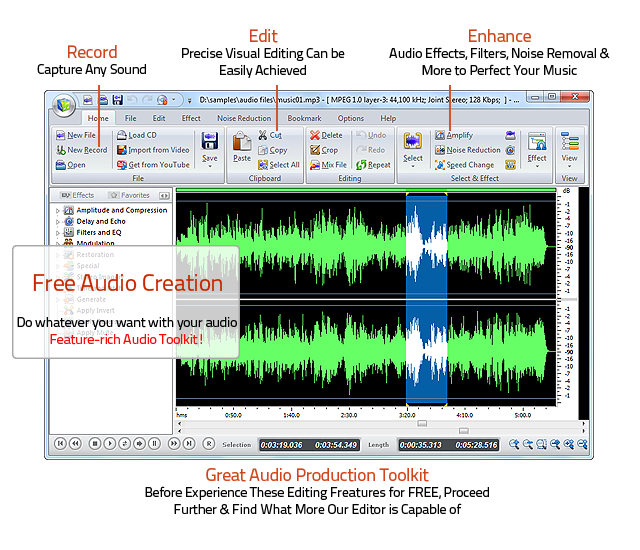 free easy audio editor software